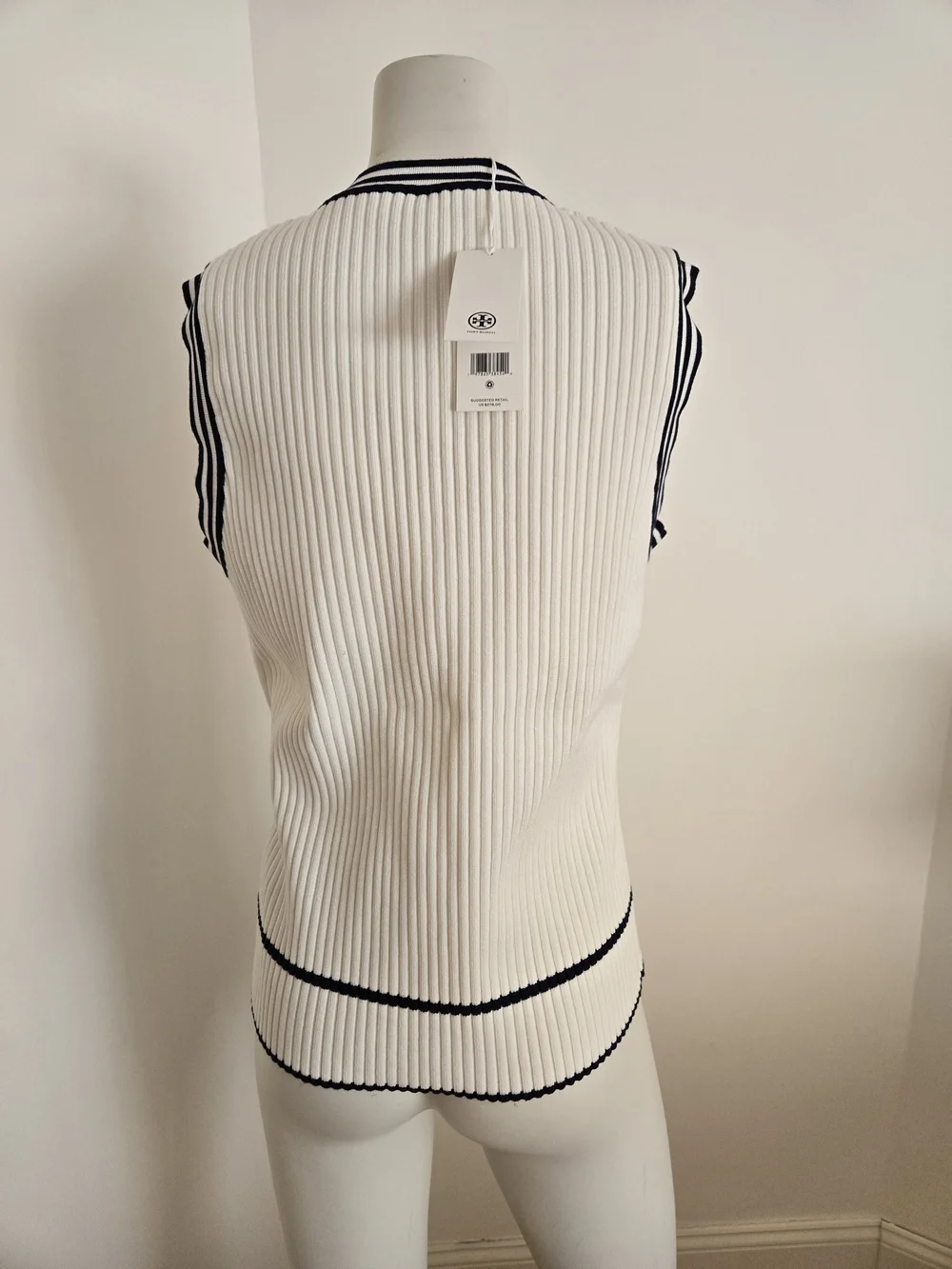 Brand New With Taga Tory Burch Sleeveless Ribbed V-Neck Knit Top